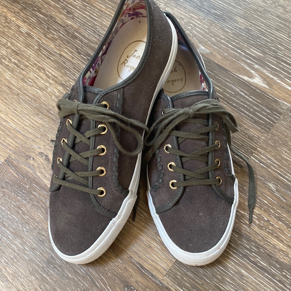 Jack Rogers woman’s brown sneakers, size 8.5